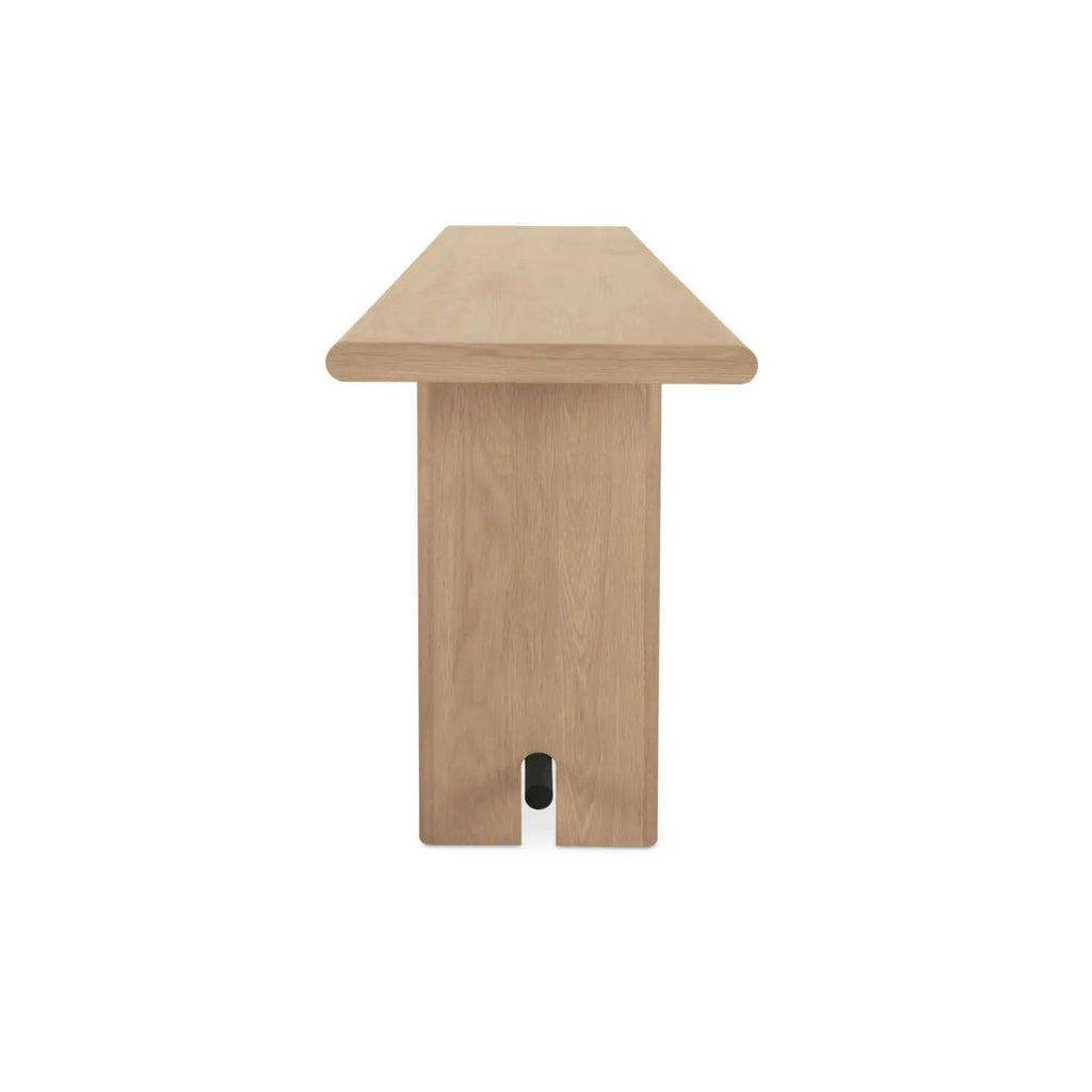 Madison console table by Moe's Home Collection, natural solid wood, plinth base