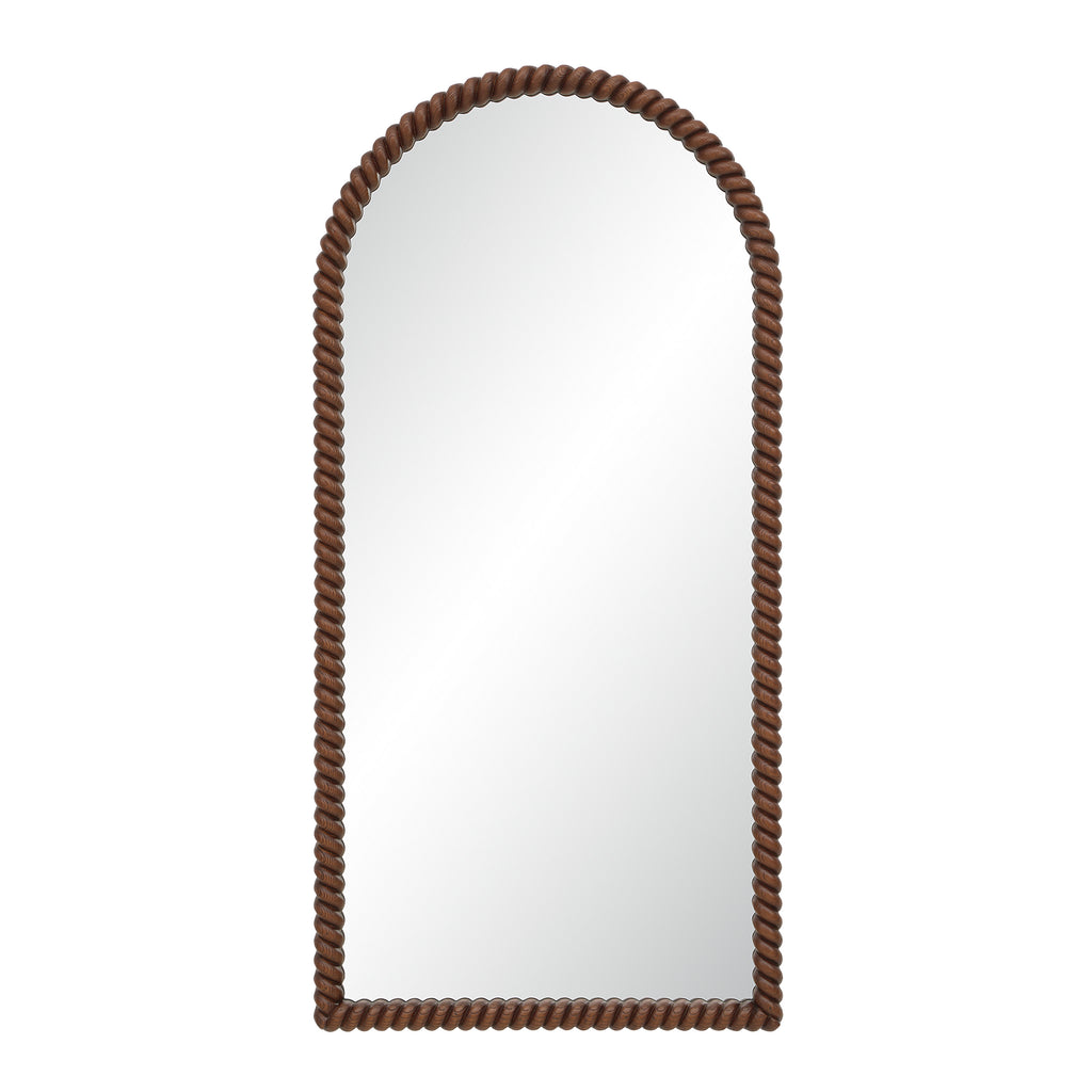 Madiwell wall mirror by Renwil, rope detail, walnut finish
