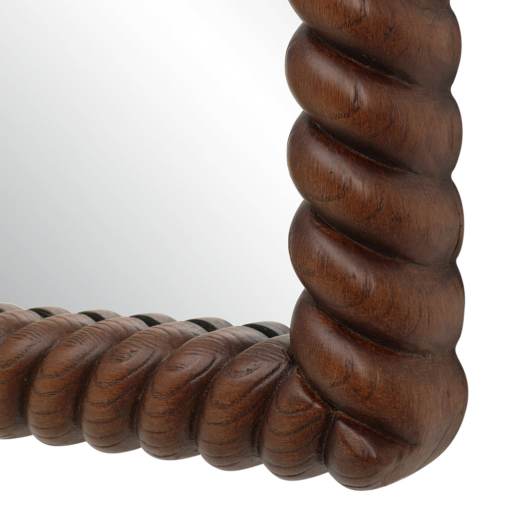 Madiwell wall mirror by Renwil, rope detail, walnut finish