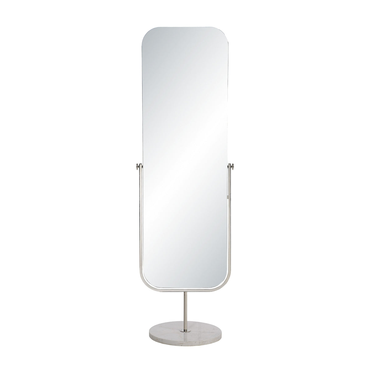 Mandra floor mirror by Renwil, iron, polished nickel finish