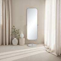 Mandra floor mirror by Renwil, iron, polished nickel finish