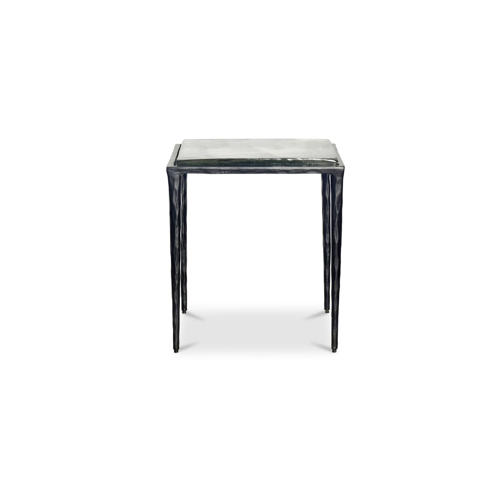 Mari side table by Moe's Home Collection, clear cast glass, sculptural pedestal form