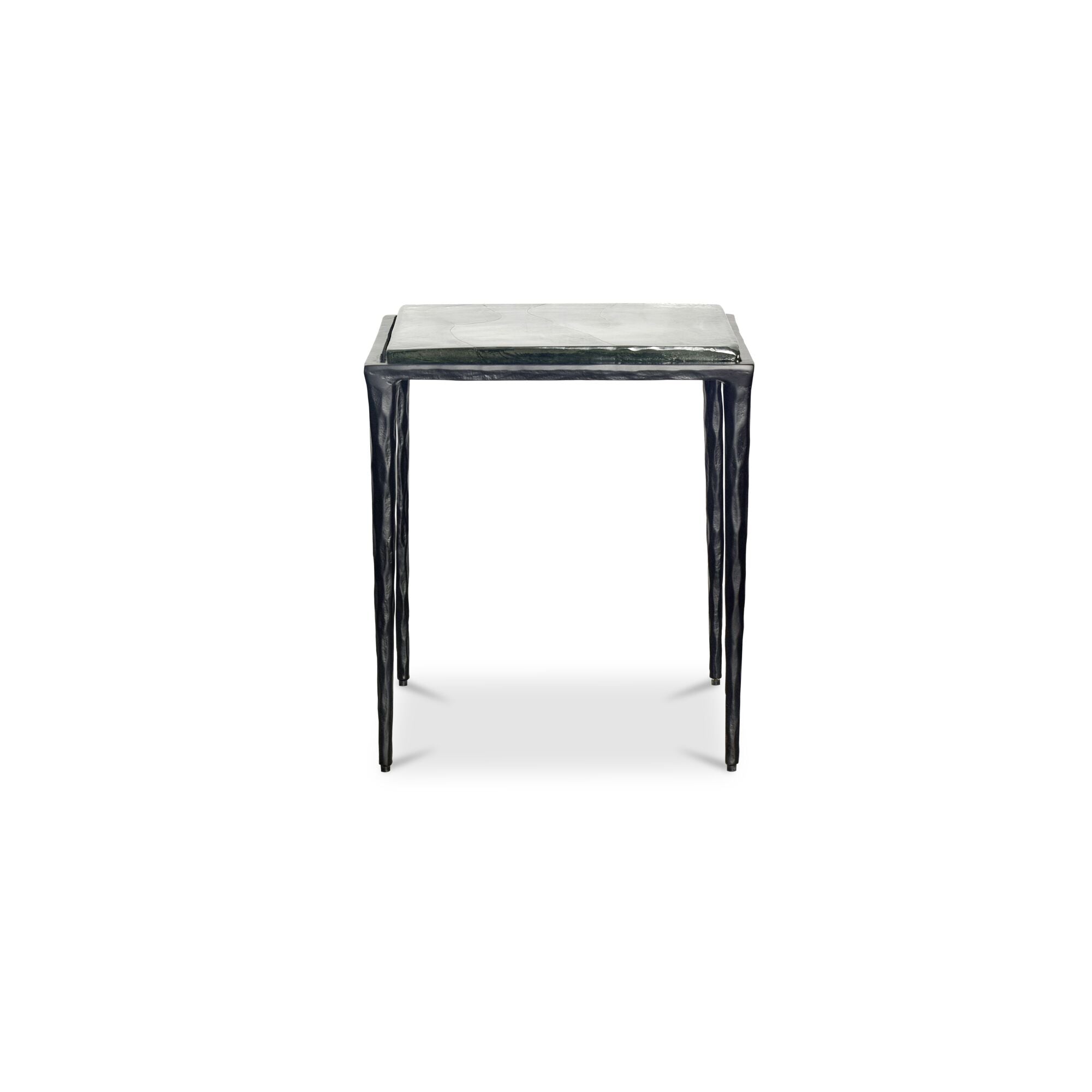 Mari side table by Moe's Home Collection, clear cast glass, sculptural pedestal form
