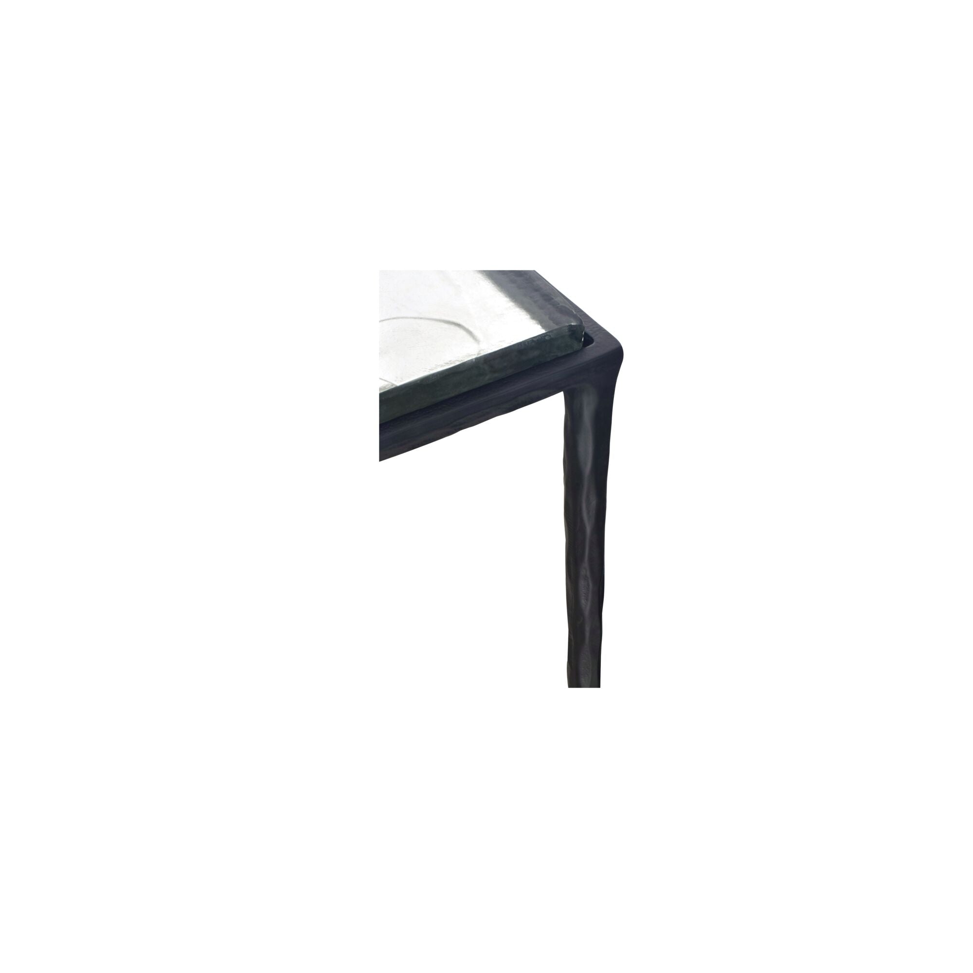 Mari side table by Moe's Home Collection, clear cast glass, sculptural pedestal form