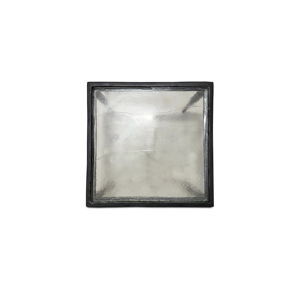 Mari side table by Moe's Home Collection, clear cast glass, sculptural pedestal form