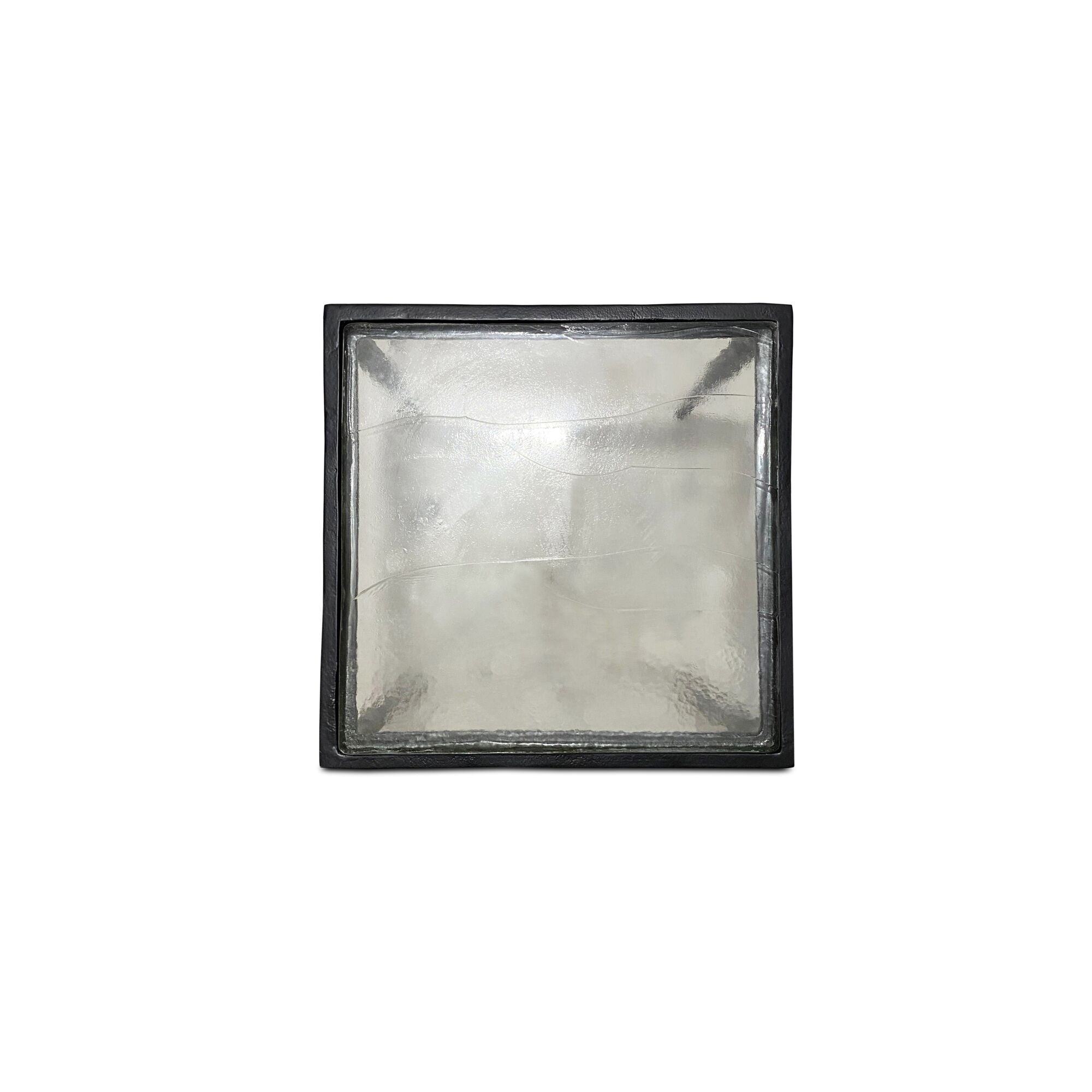 Mari side table by Moe's Home Collection, clear cast glass, sculptural pedestal form
