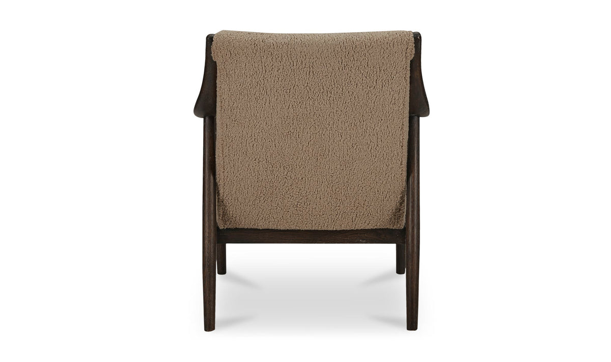 Yates Accent Chair beige faux shearling, back view