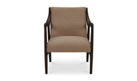 Yates Accent Chair in beige faux shearling, solid oak frame