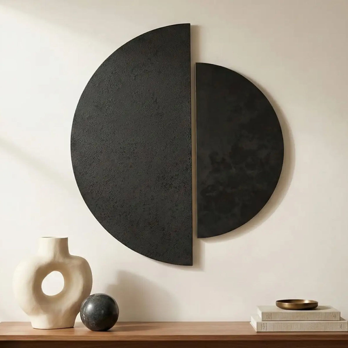 Meridian wall decor by Moe's Home Collection, iron, matte black geometric relief