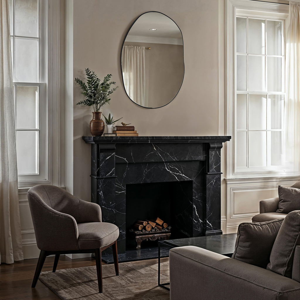 Messini wall mirror by Renwil, iron, matte black finish