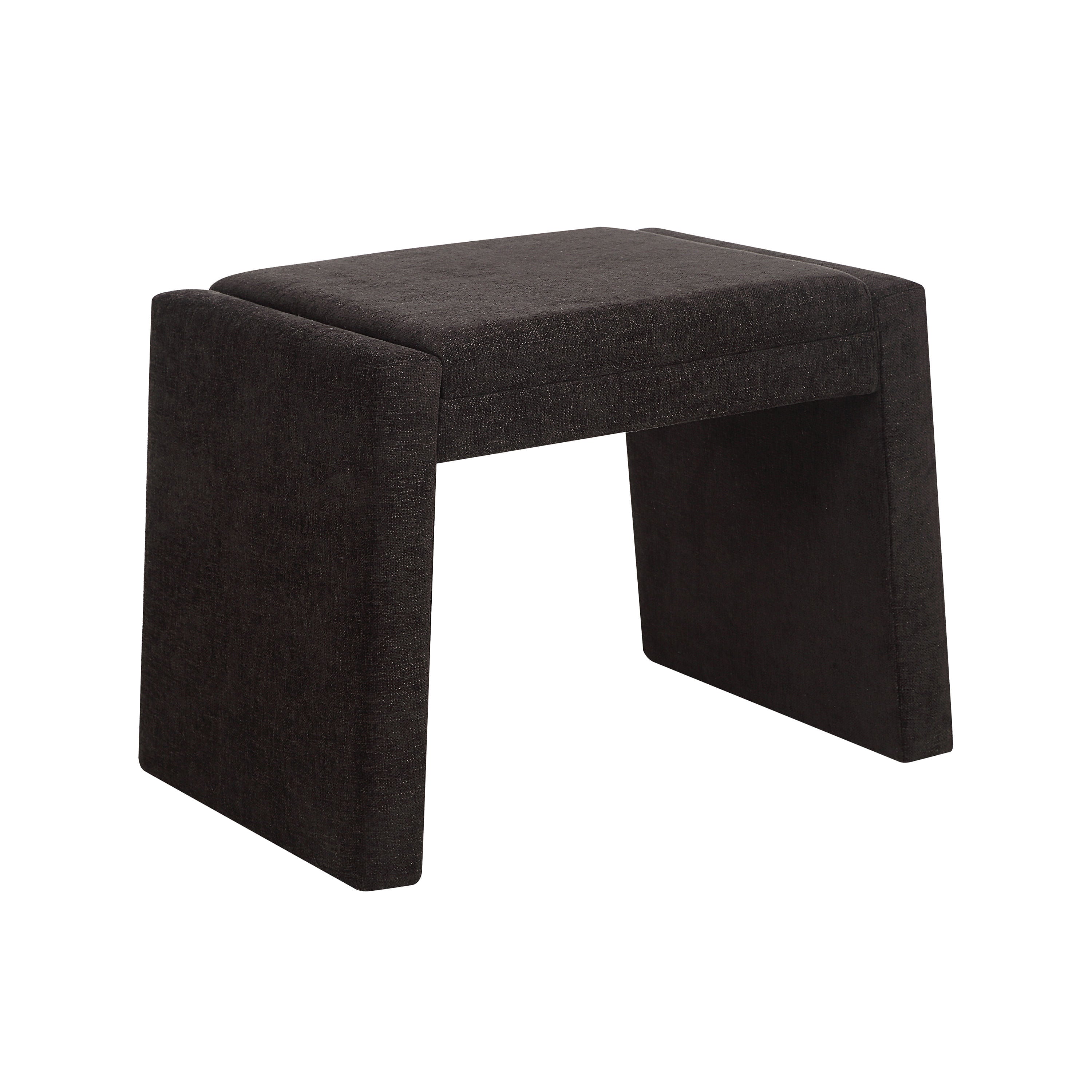 Moita stool by Renwil, chenille, matte black frame