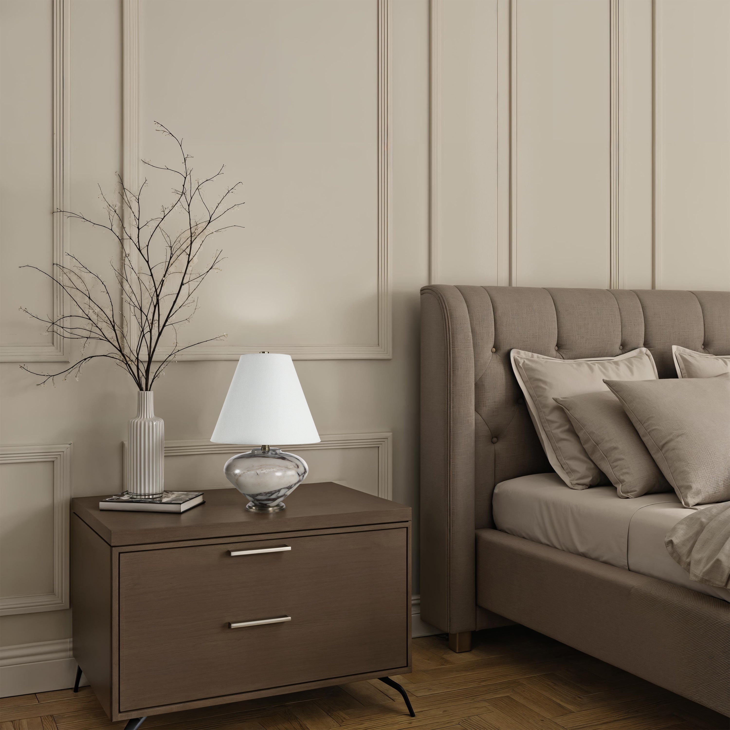 Monumento table lamp by Renwil, Bolgi marble, grey