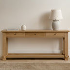Morey console table by Moe's Home Collection, natural wood, trestle base