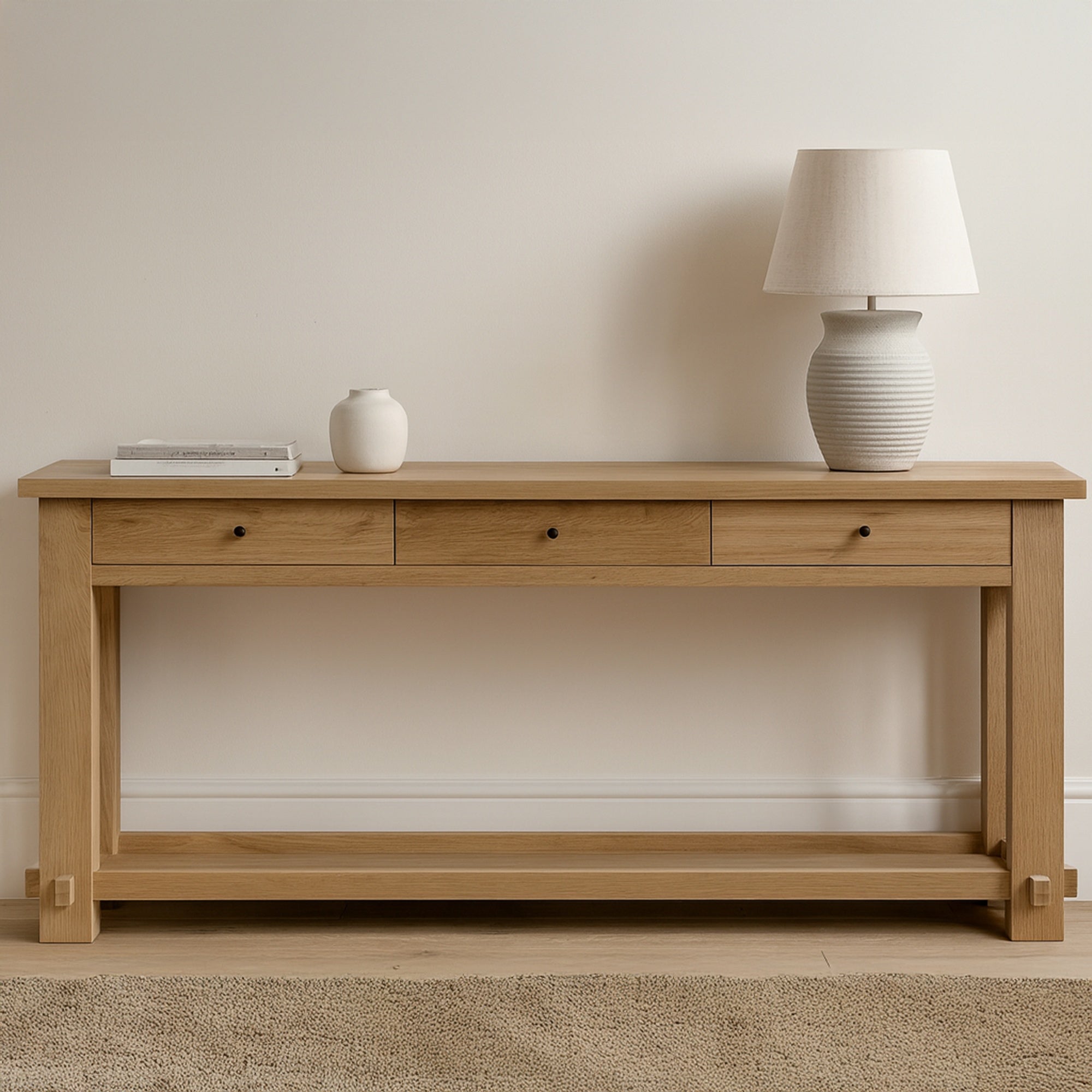 Morey console table by Moe's Home Collection, natural wood, trestle base