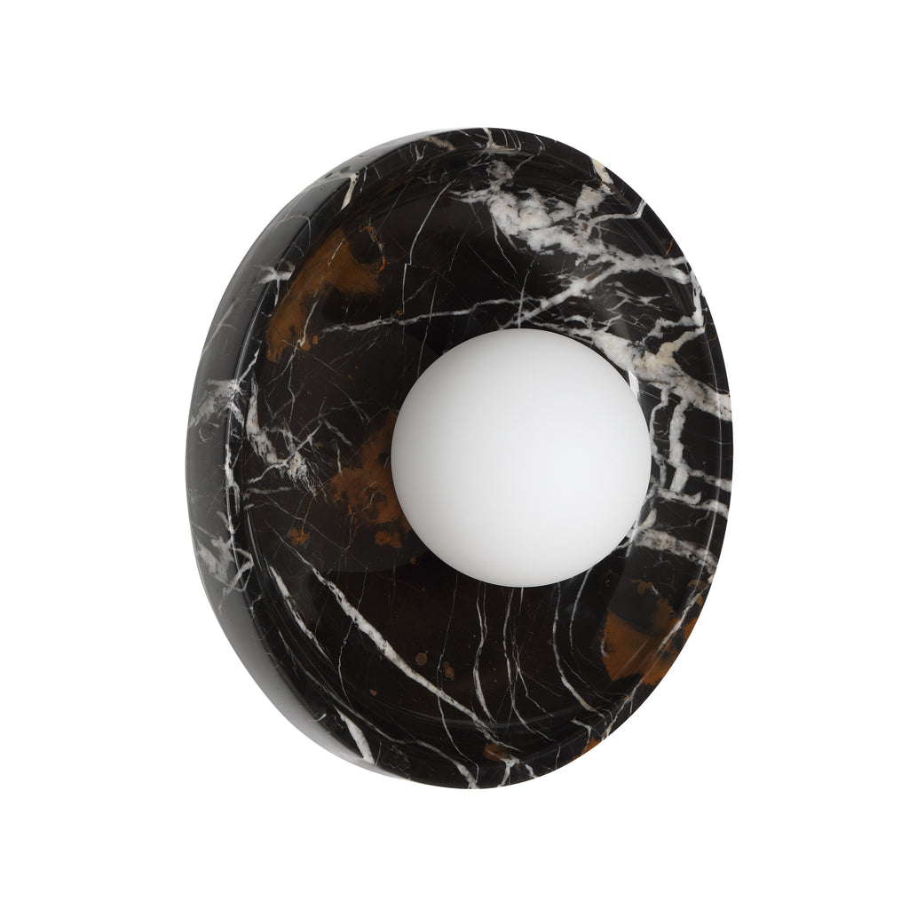 Myrtos wall sconce by Renwil, black marble, dark bronze finish