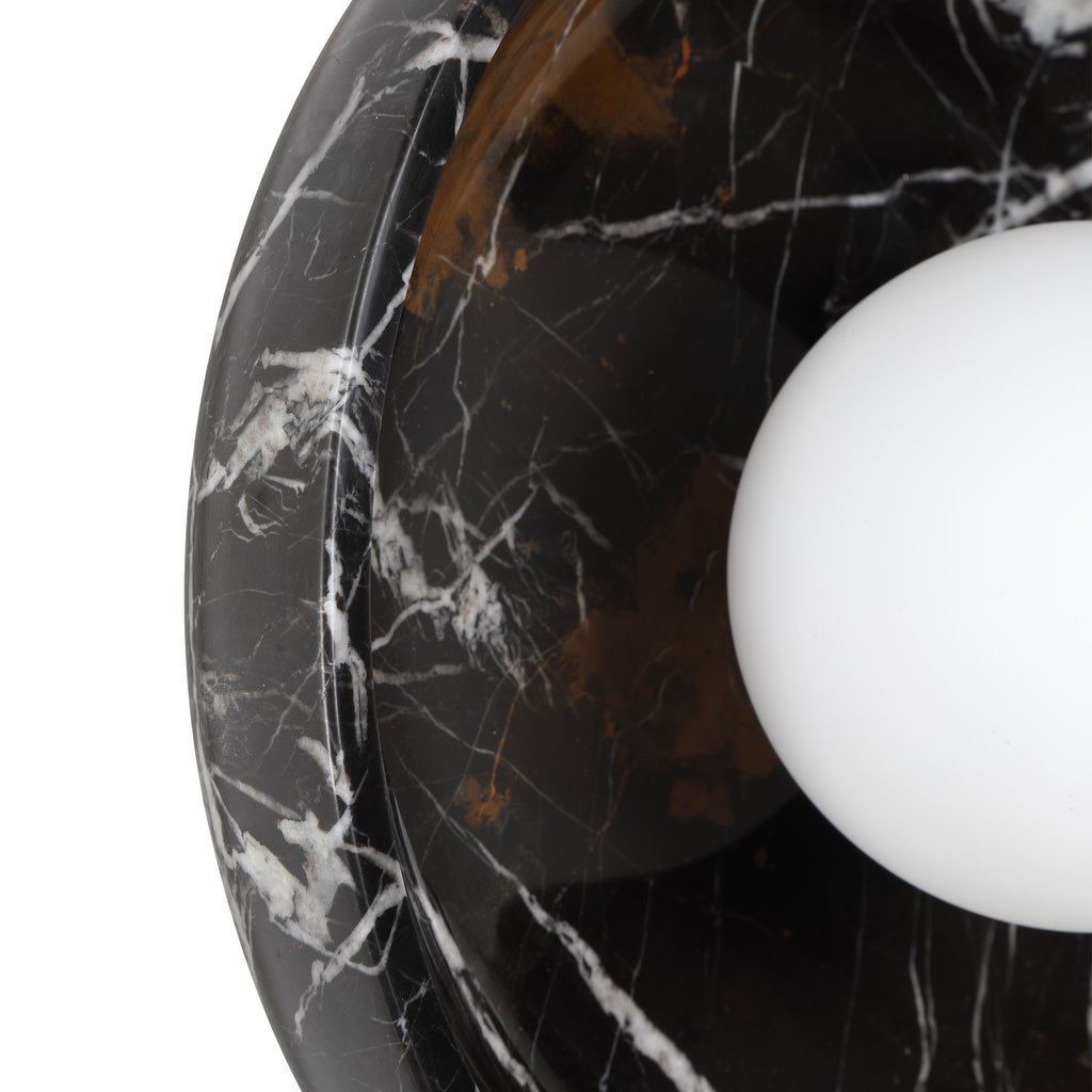 Myrtos wall sconce by Renwil, black marble, dark bronze finish