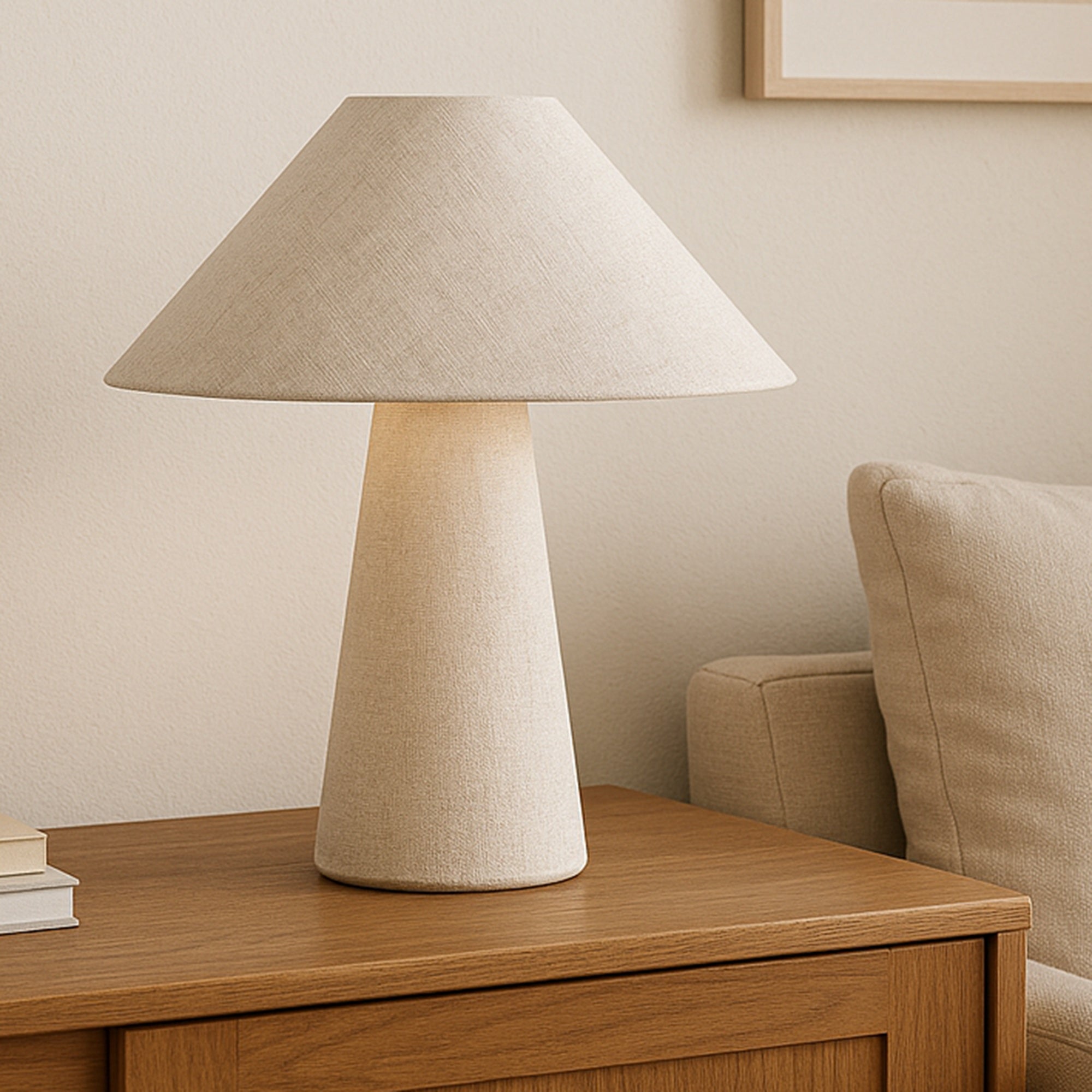 Nori table lamp by Moe's Home Collection, flecked white ceramic, organic asymmetric form