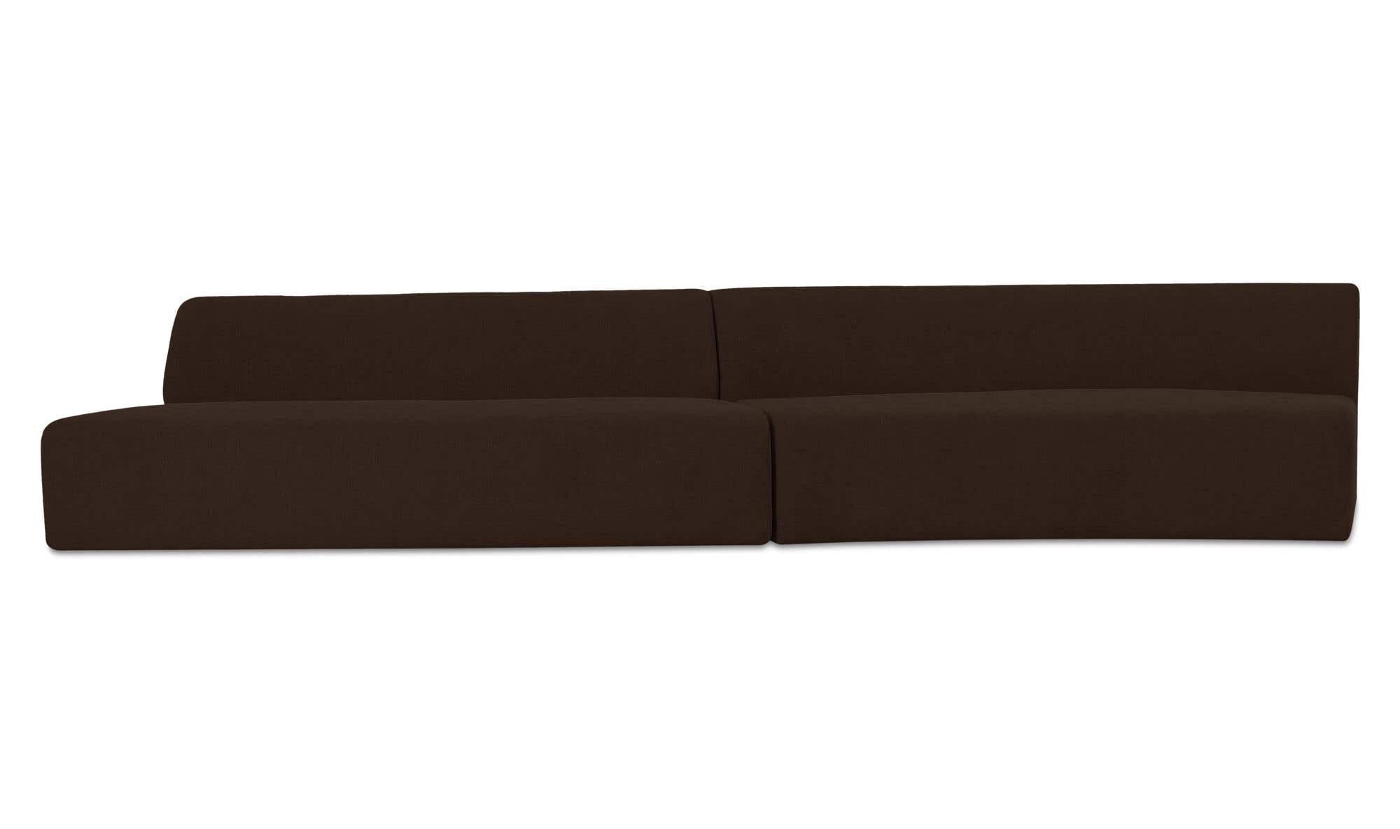 Naomi 2 Piece Wave Modular Sectional Dark Brown