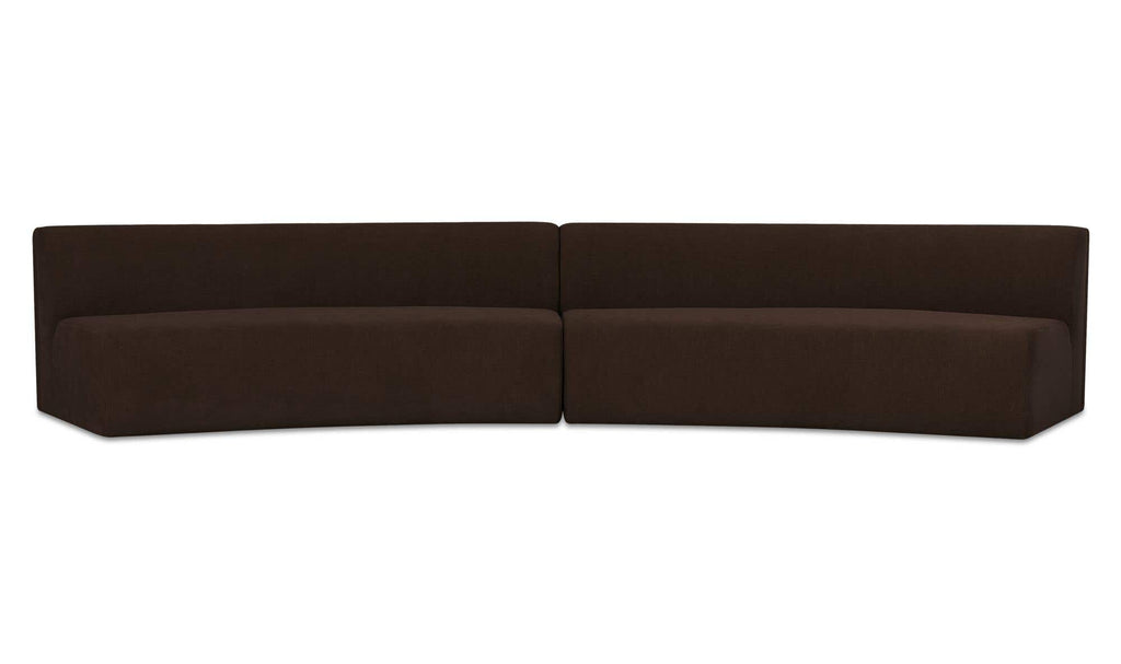Naomi 2 Piece Concave Modular Sectional Dark Brown