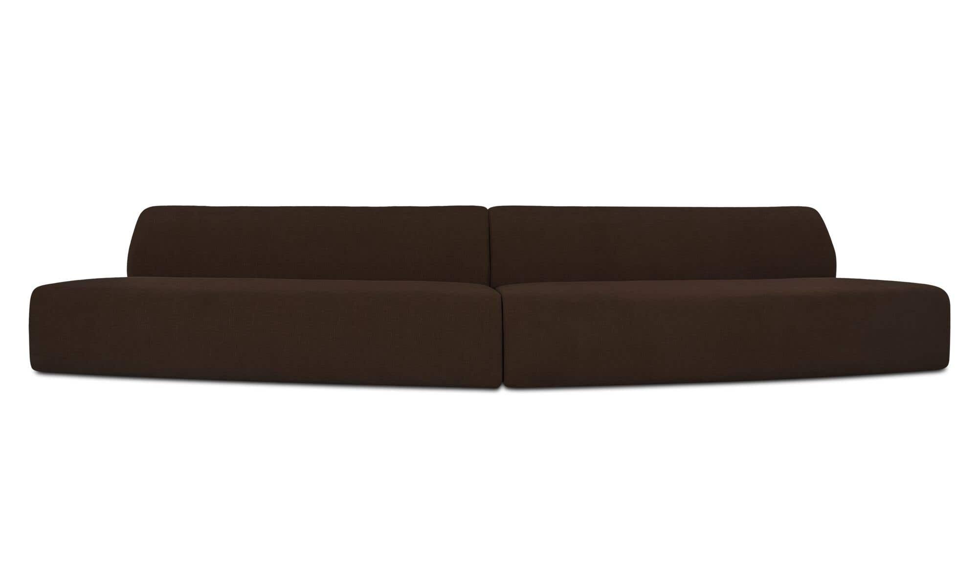 Naomi 2 Piece Convex Modular Sectional Dark Brown