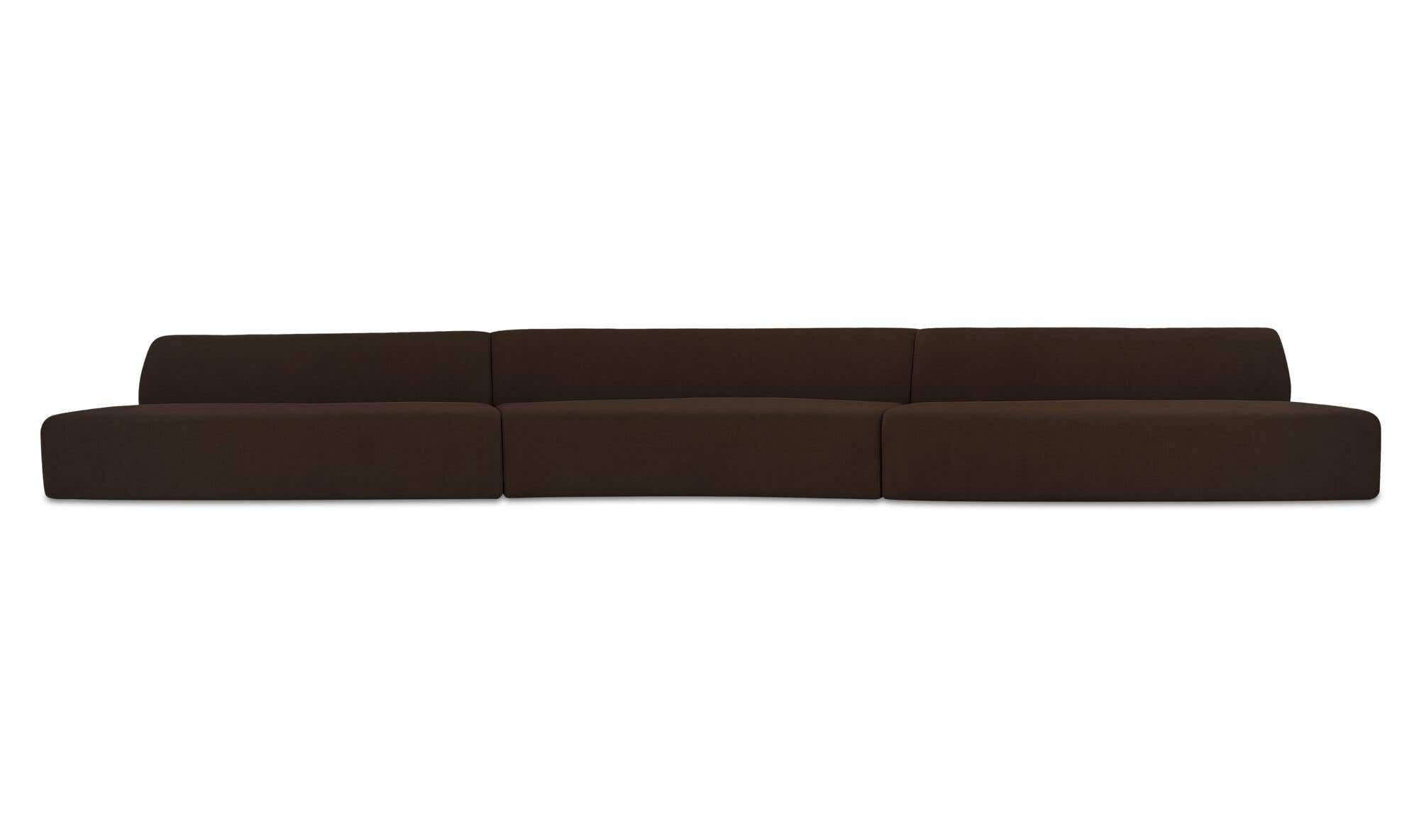 Naomi 3 Piece Wave Modular Sectional Dark Brown