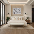 Paredes bench by Renwil, poly-linen, natural finish