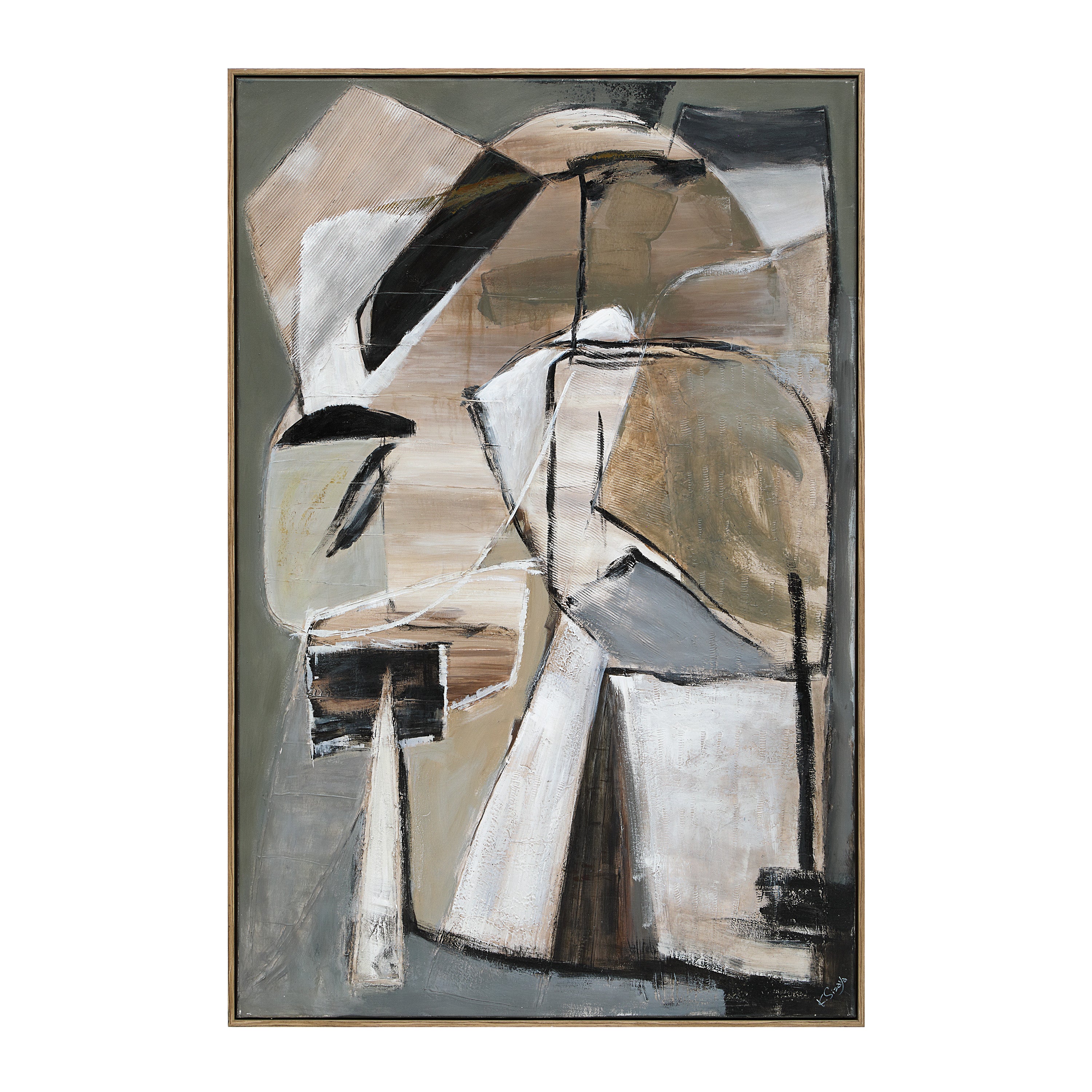 Pascal wall art by Renwil, cotton canvas, medium walnut frame