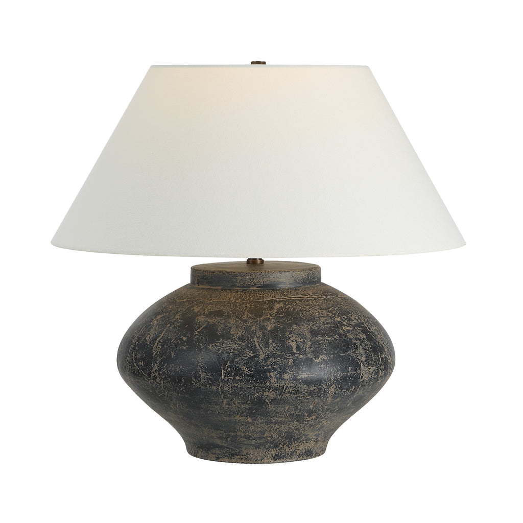 Patina table lamp by Renwil, ceramic, distressed charcoal and beige