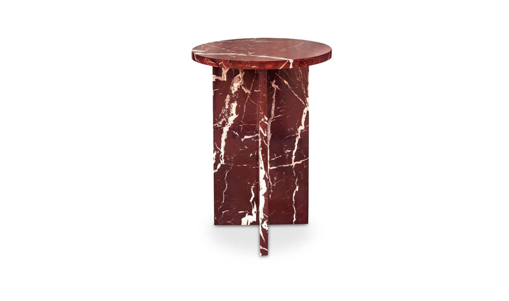 Marble Grace Accent Table - Rosso Levante Marble