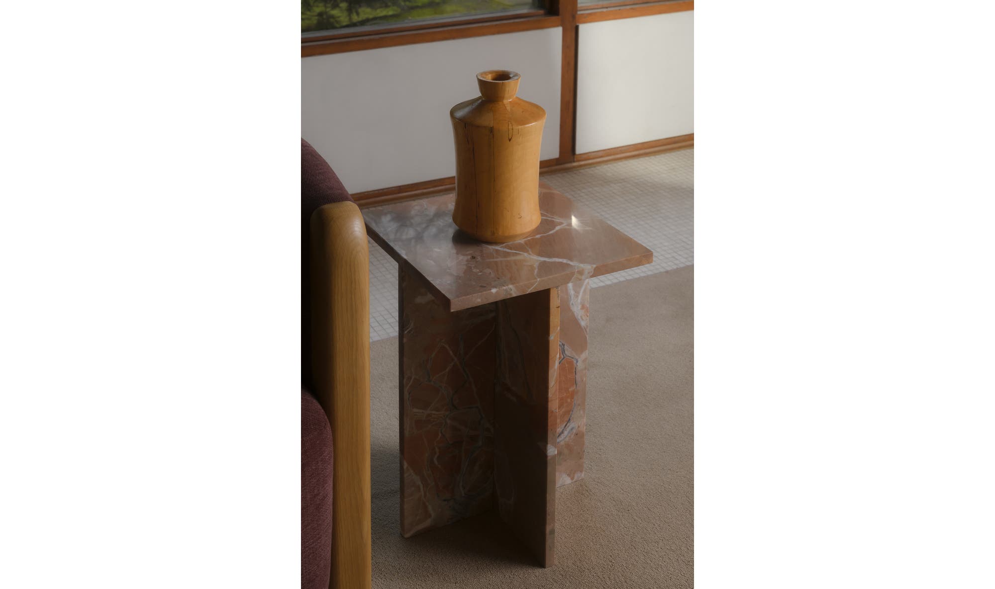 Orange Levante Marble Blair Accent Table