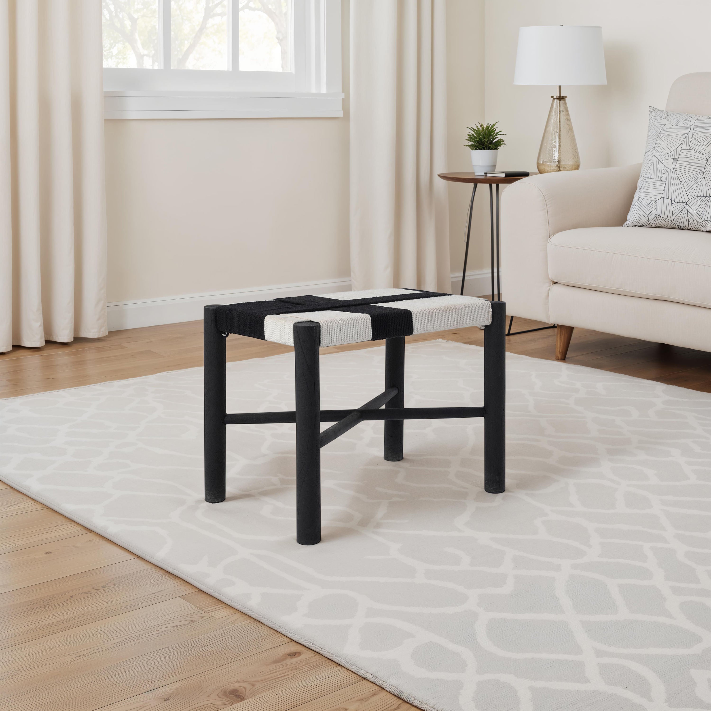 Plex stool by Renwil, mango wood, matte black finish