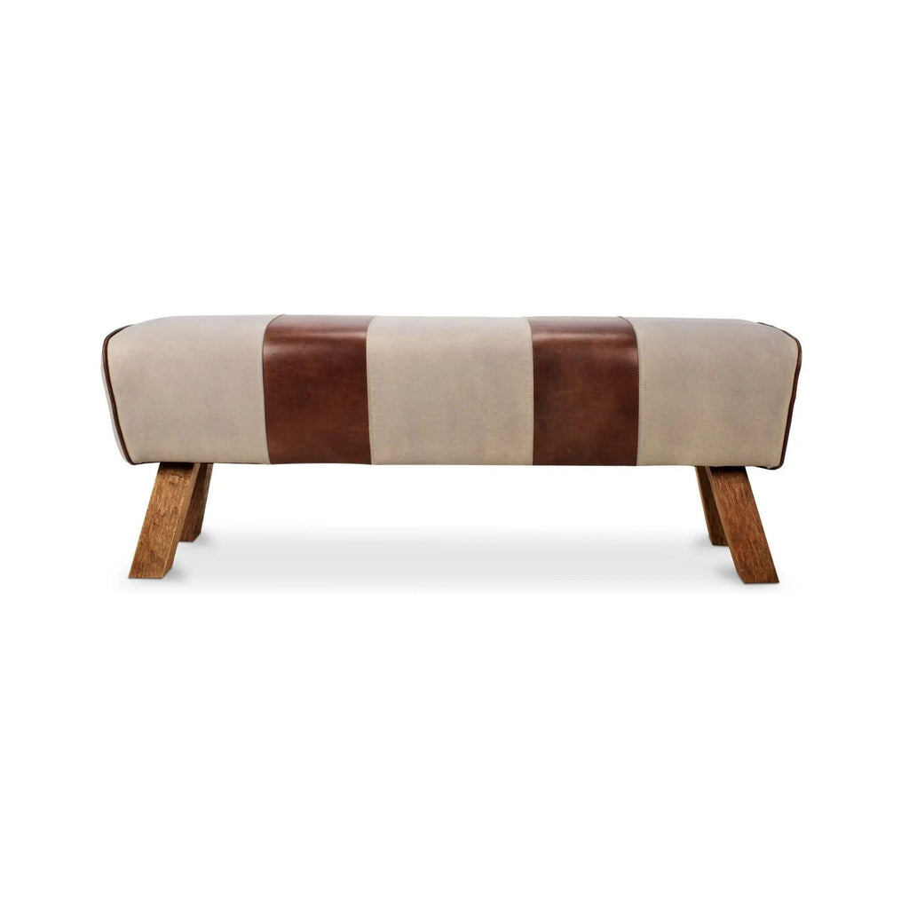 Pommel bench by Moe's Home Collection, upholstered performance fabric, natural wood base