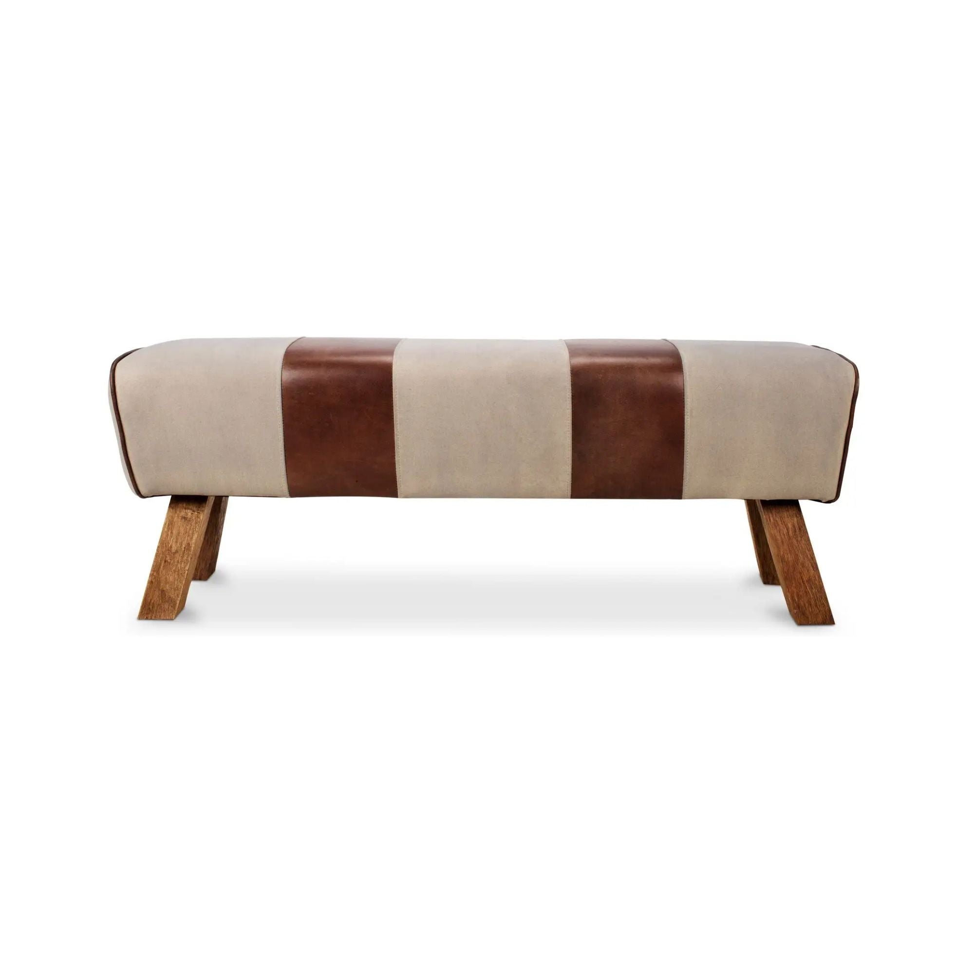 Pommel bench by Moe's Home Collection, upholstered performance fabric, natural wood base