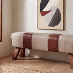 Pommel bench by Moe's Home Collection, upholstered performance fabric, natural wood base