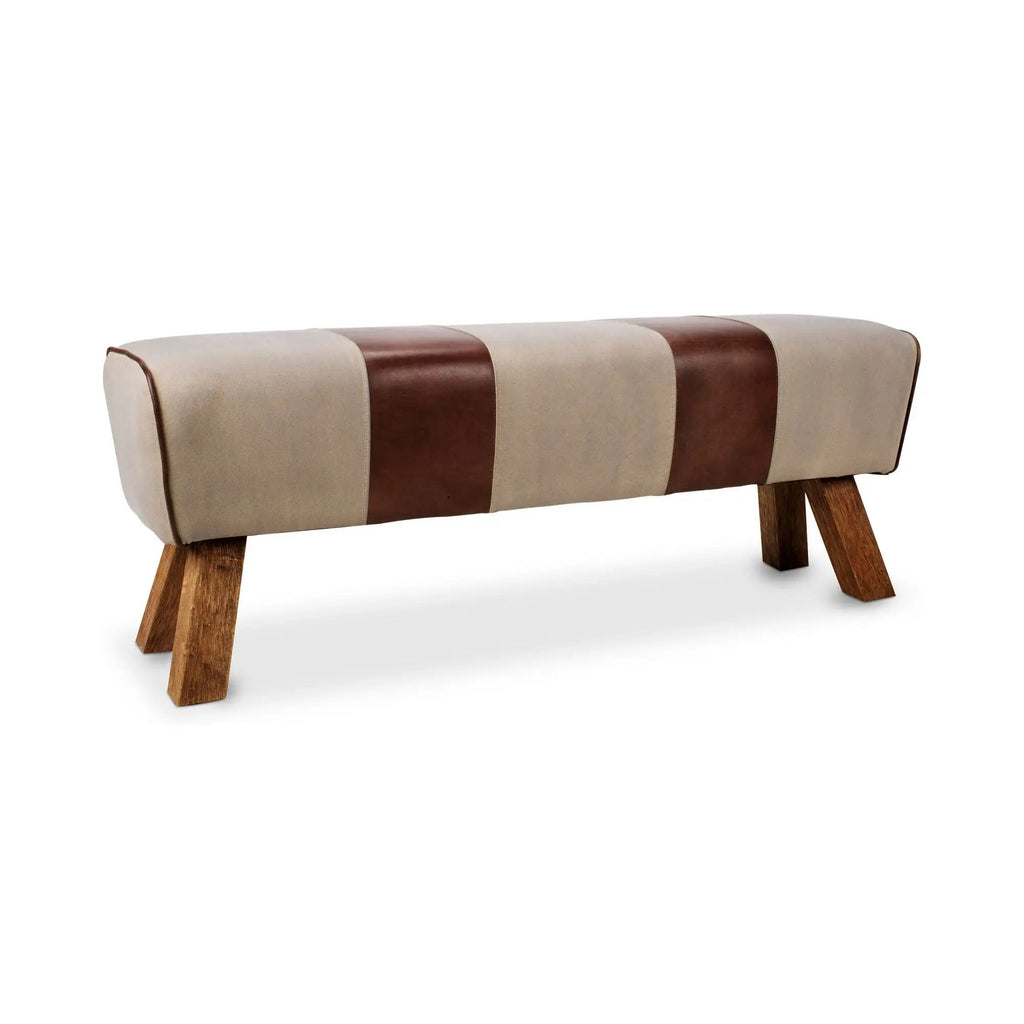 Pommel bench by Moe's Home Collection, upholstered performance fabric, natural wood base