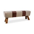 Pommel bench by Moe's Home Collection, upholstered performance fabric, natural wood base