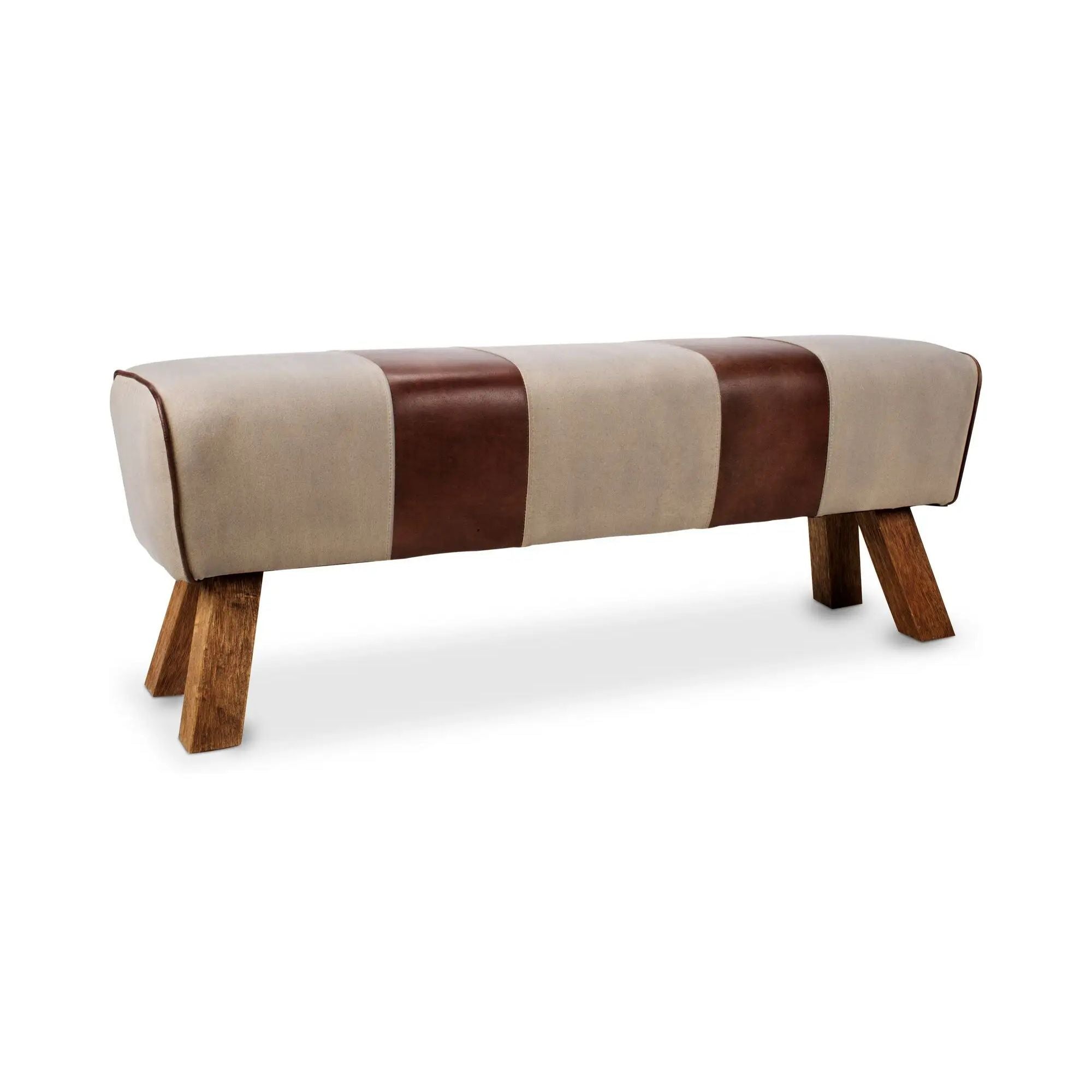 Pommel bench by Moe's Home Collection, upholstered performance fabric, natural wood base