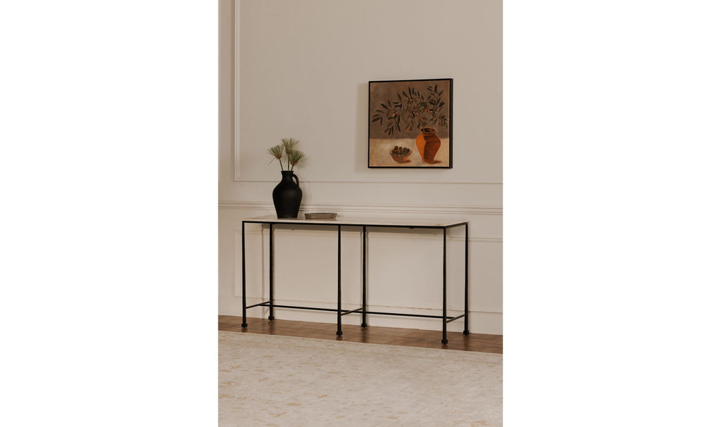 Botticino Marble River Console Table