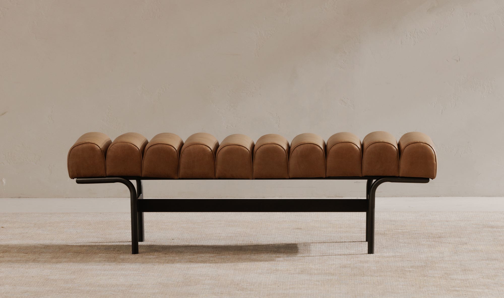 Upholstered Harrison Bench, Tan