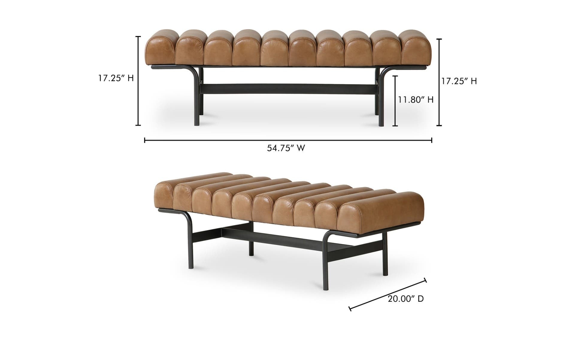 Upholstered Harrison Bench, Tan