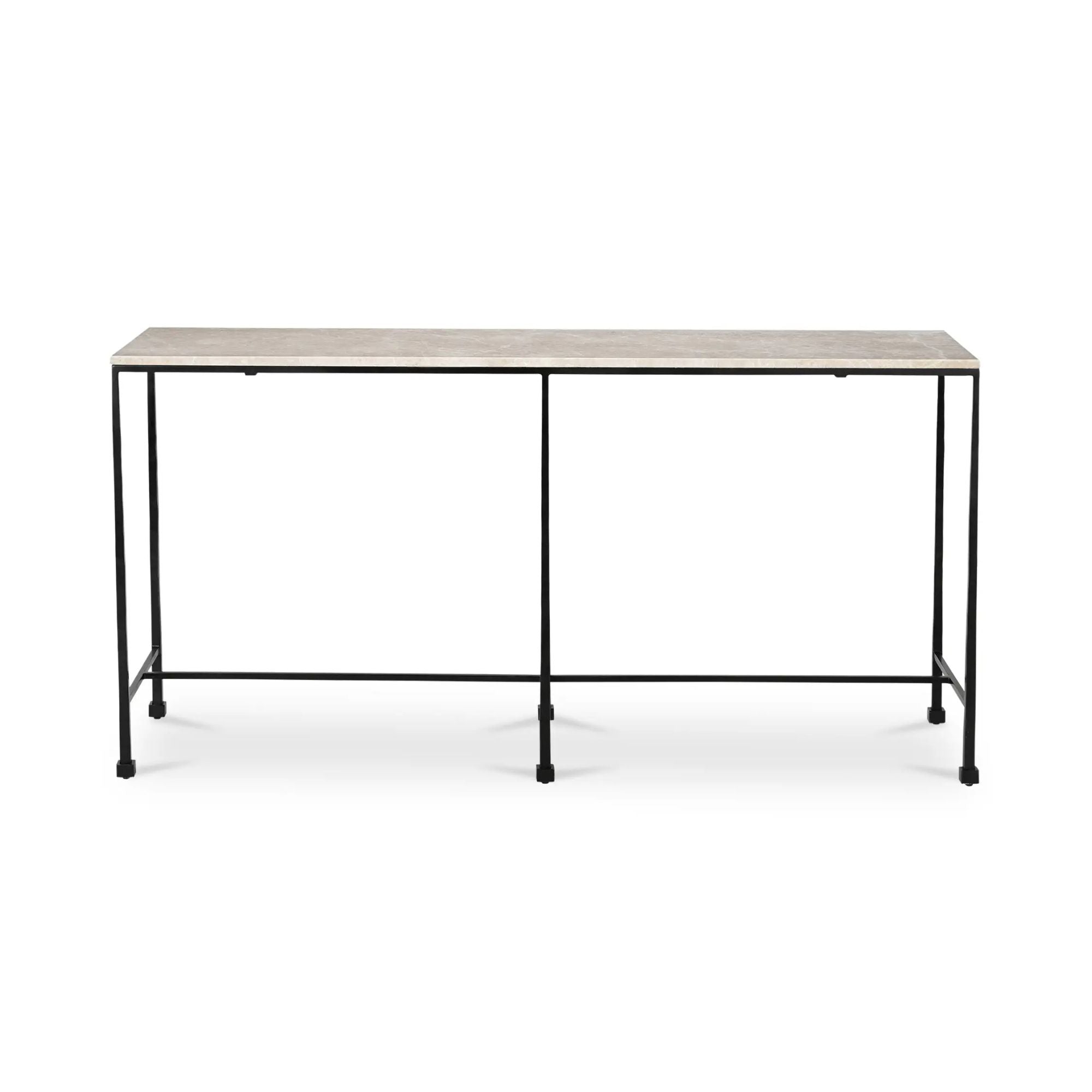 River console table by Moe's Home Collection, Botticino marble top, warm beige gold veining