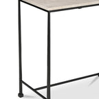 River console table by Moe's Home Collection, Botticino marble top, warm beige gold veining