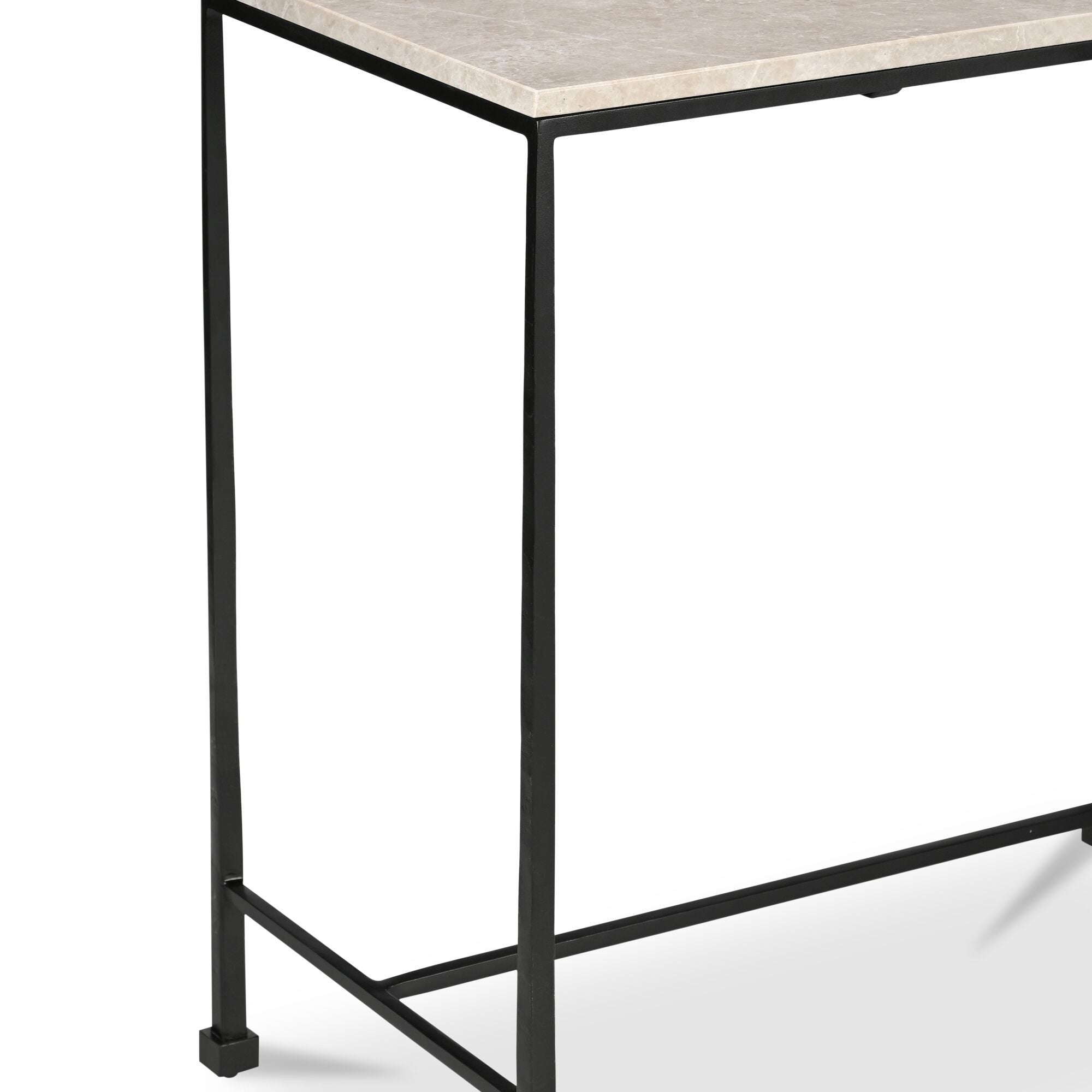 River console table by Moe's Home Collection, Botticino marble top, warm beige gold veining