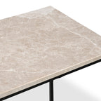 River console table by Moe's Home Collection, Botticino marble top, warm beige gold veining