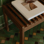 Rohe bench by Moe's Home Collection, solid walnut, rail-and-leg silhouette