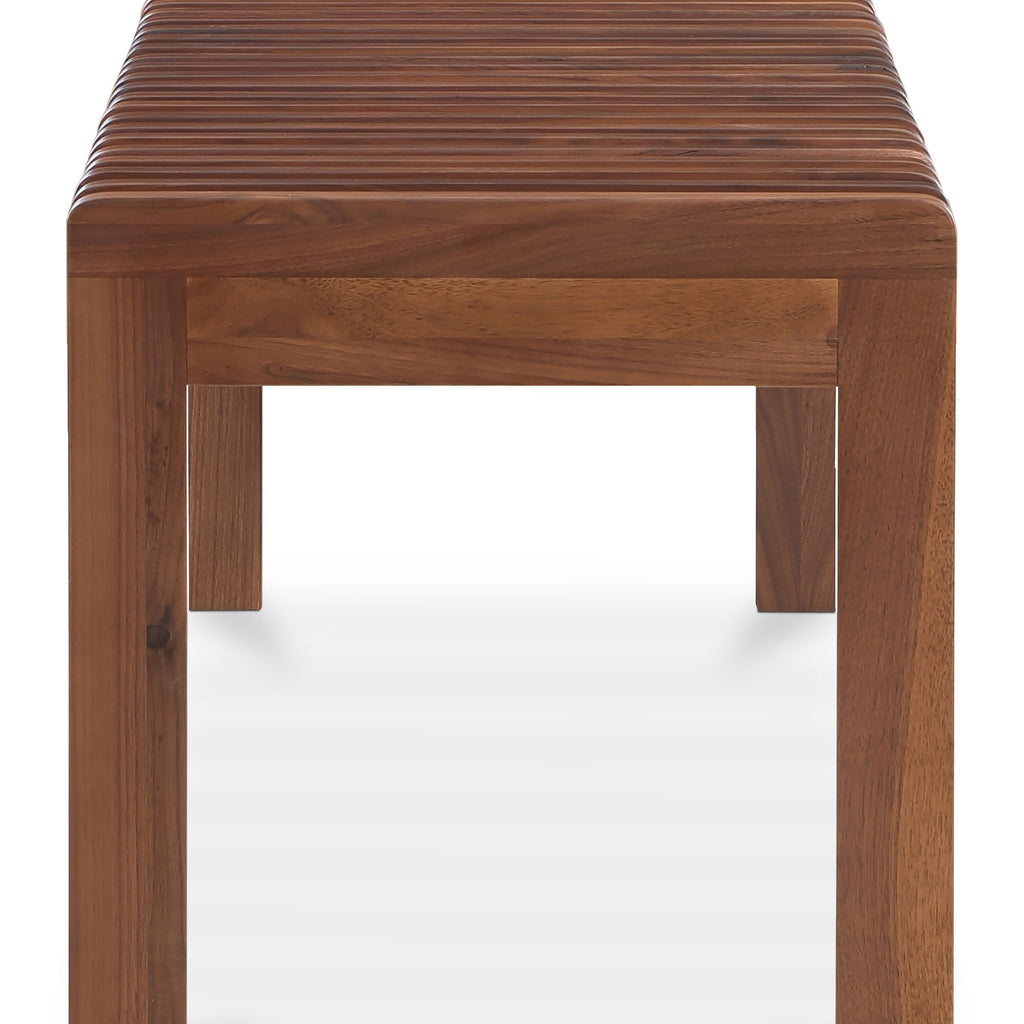 Rohe bench by Moe's Home Collection, solid walnut, rail-and-leg silhouette
