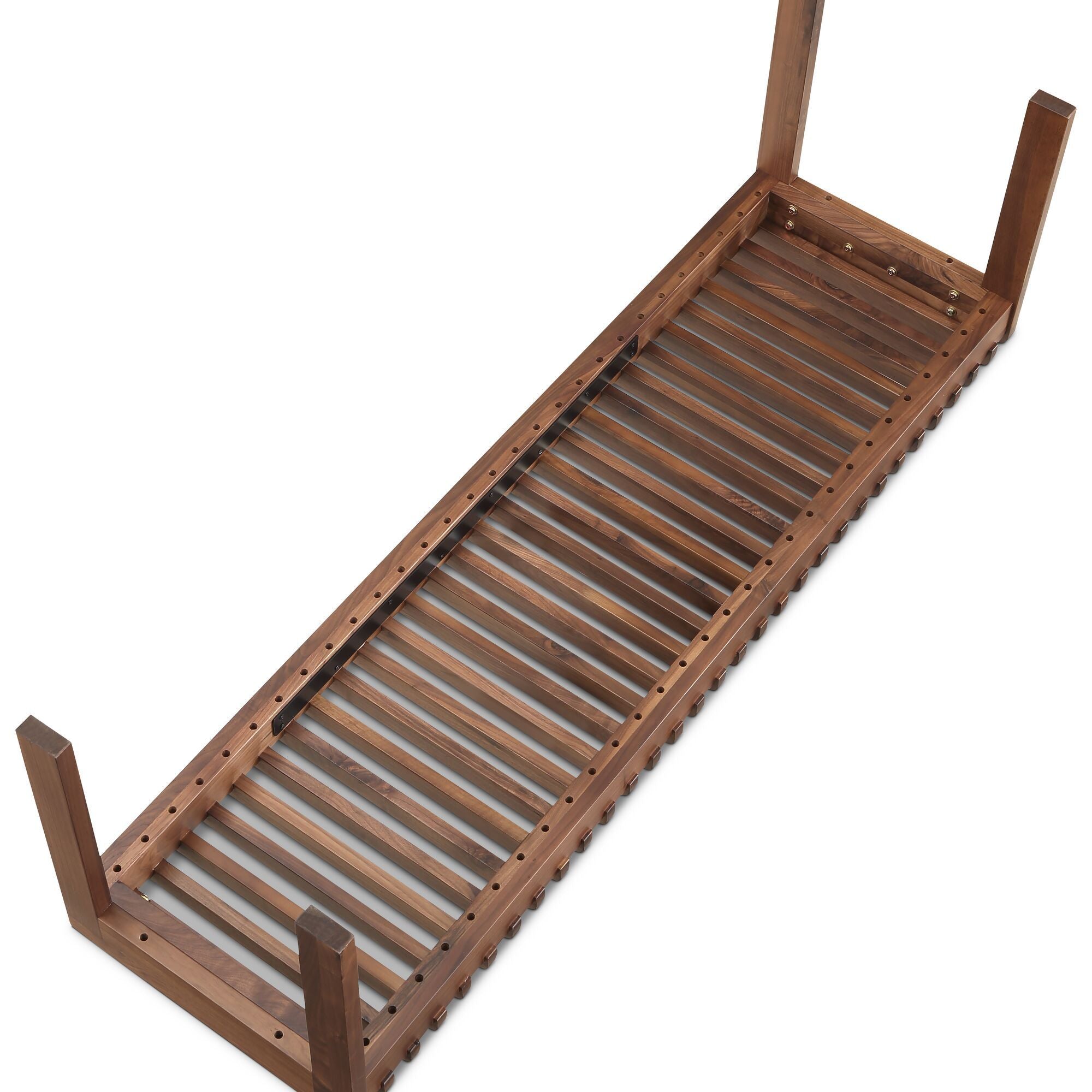 Rohe bench by Moe's Home Collection, solid walnut, rail-and-leg silhouette