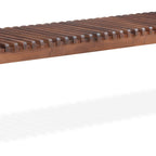 Rohe bench by Moe's Home Collection, solid walnut, rail-and-leg silhouette