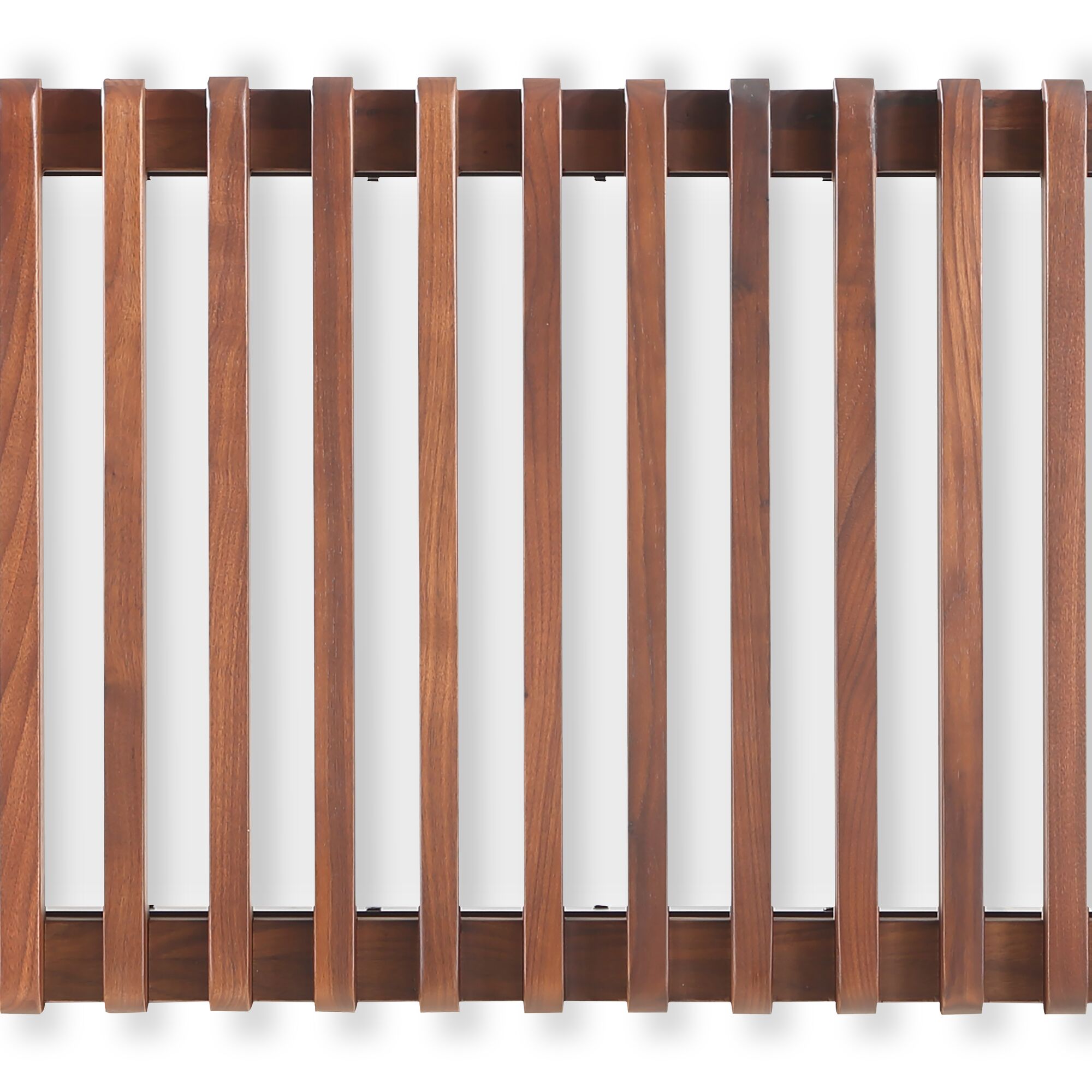 Rohe bench by Moe's Home Collection, solid walnut, rail-and-leg silhouette