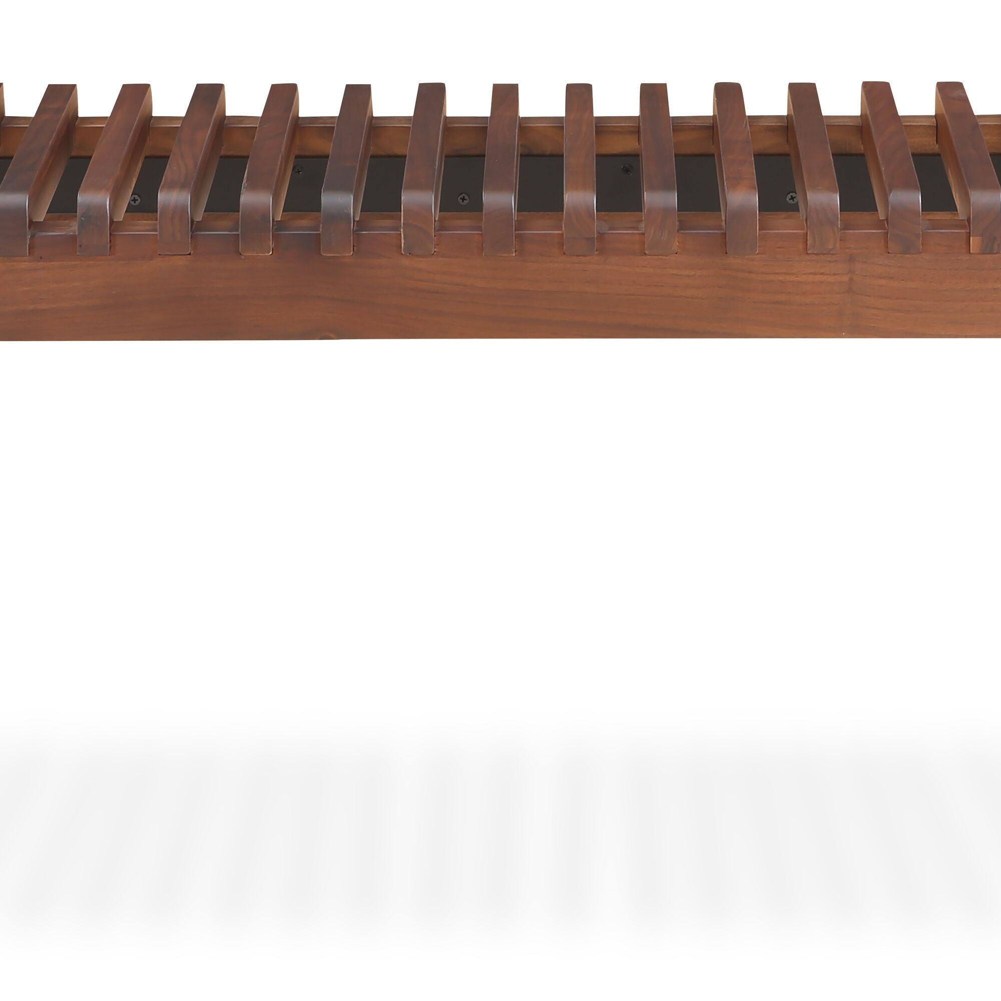 Rohe bench by Moe's Home Collection, solid walnut, rail-and-leg silhouette